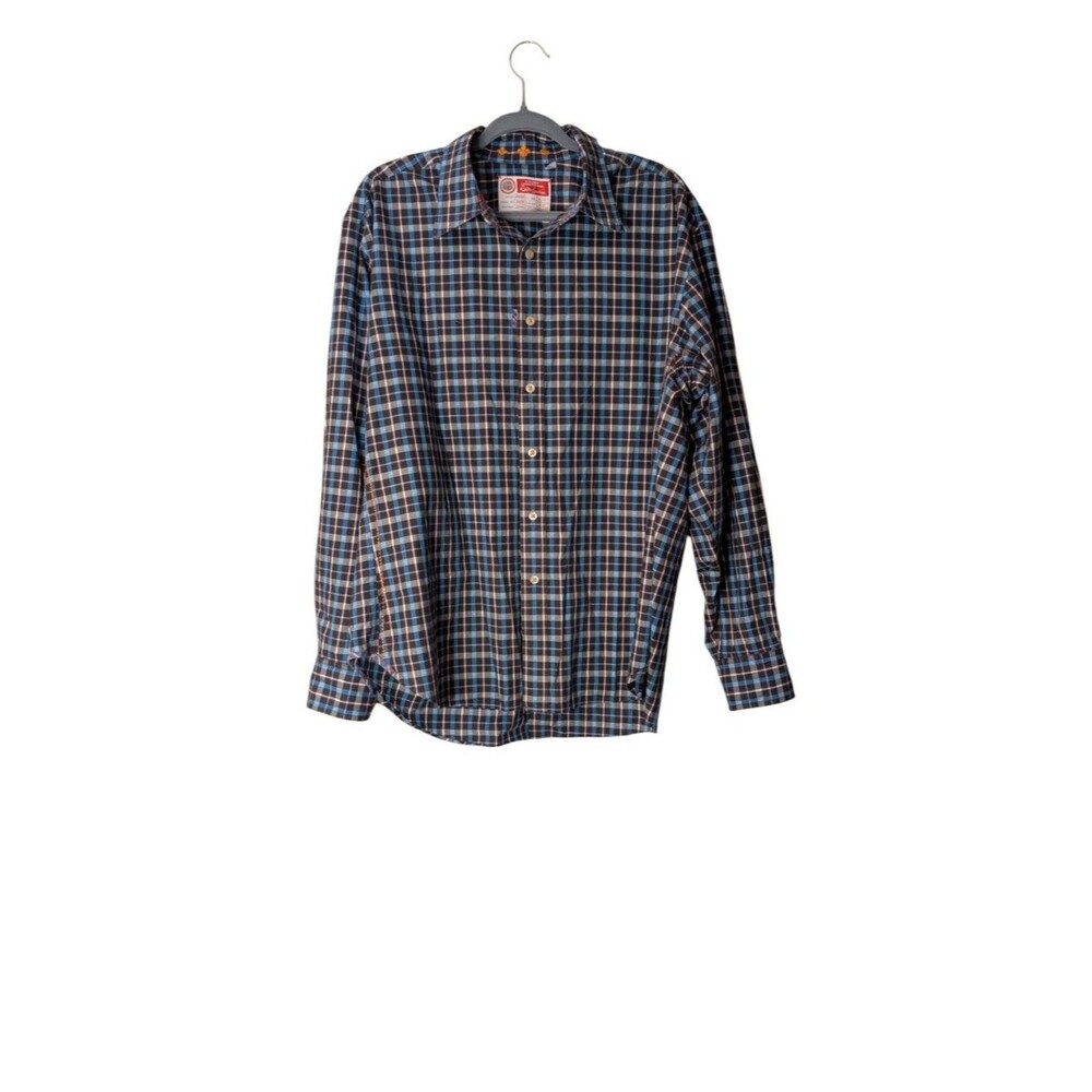Robert Graham The Freshly Laundered Shirt Blue Black Orange Plaid size XL cotton - Picture 9 of 9